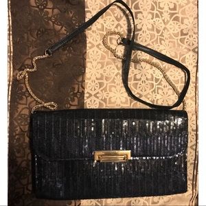 Navy Sequin Clutch Evening Bag